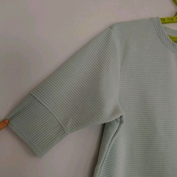 Jane+Delancey Sweatshirt Top Womens 2X Green Short Sleeve Cozy Comfy Stretch - Picture 2 of 9